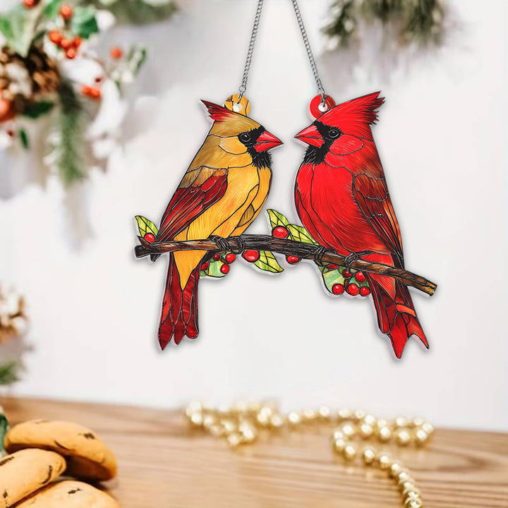 Bird Couples Stained Acrylic Window Hangings Suncatcher Panel For Home Decor