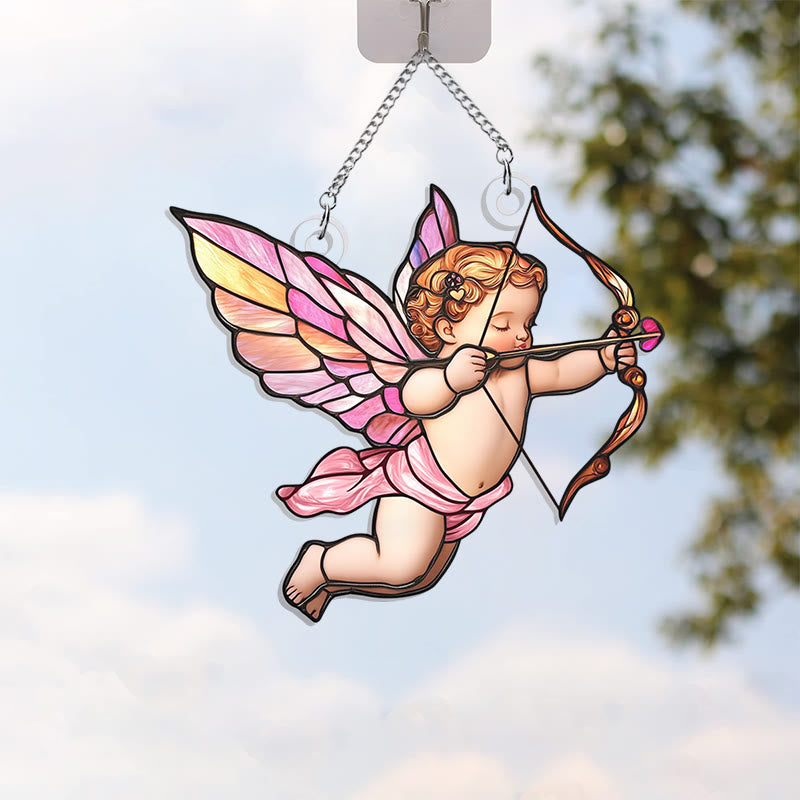 Cute Cupid Stained Acrylic Window Hangings Suncatcher Panel For Home Decor