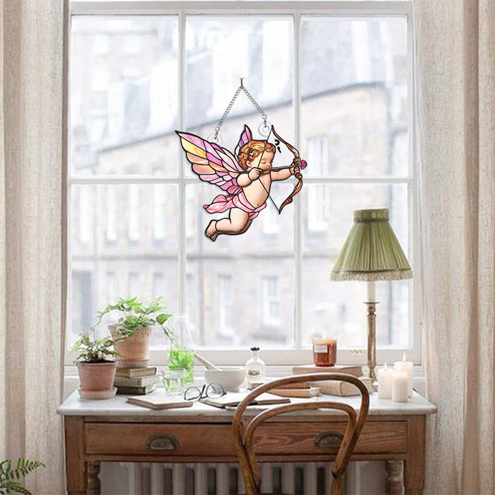 Cute Cupid Stained Acrylic Window Hangings Suncatcher Panel For Home Decor