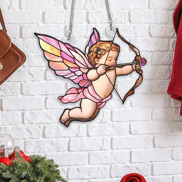 Cute Cupid Stained Acrylic Window Hangings Suncatcher Panel For Home Decor