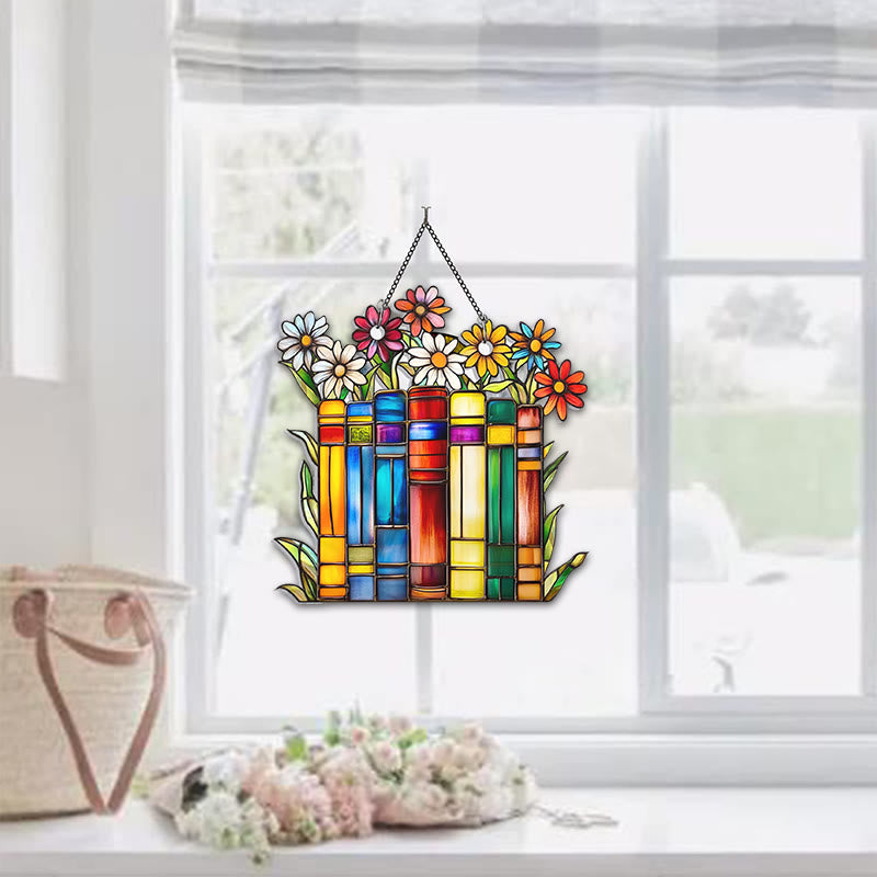 Book Gift Stained Acrylic Window Hangings Suncatcher Panel For Home Decor