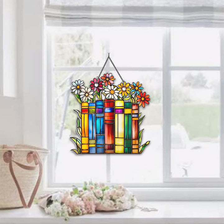 Book Gift Stained Acrylic Window Hangings Suncatcher Panel For Home Decor