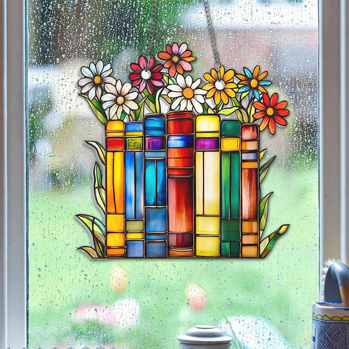 Book Gift Stained Acrylic Window Hangings Suncatcher Panel For Home Decor