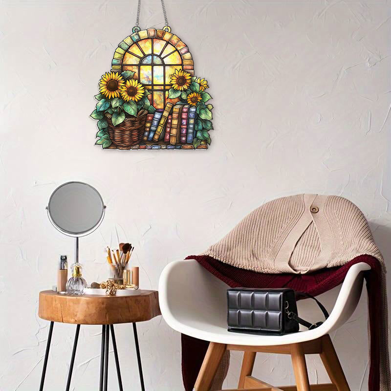 Sunflower Window Stained Acrylic Window Hangings Suncatcher Panel For Home Decor