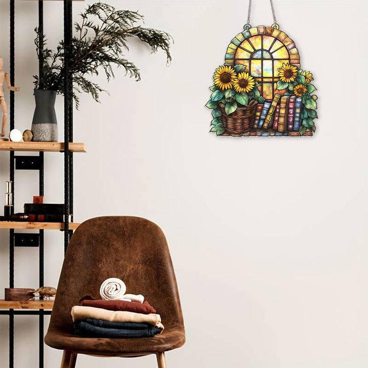 Sunflower Window Stained Acrylic Window Hangings Suncatcher Panel For Home Decor