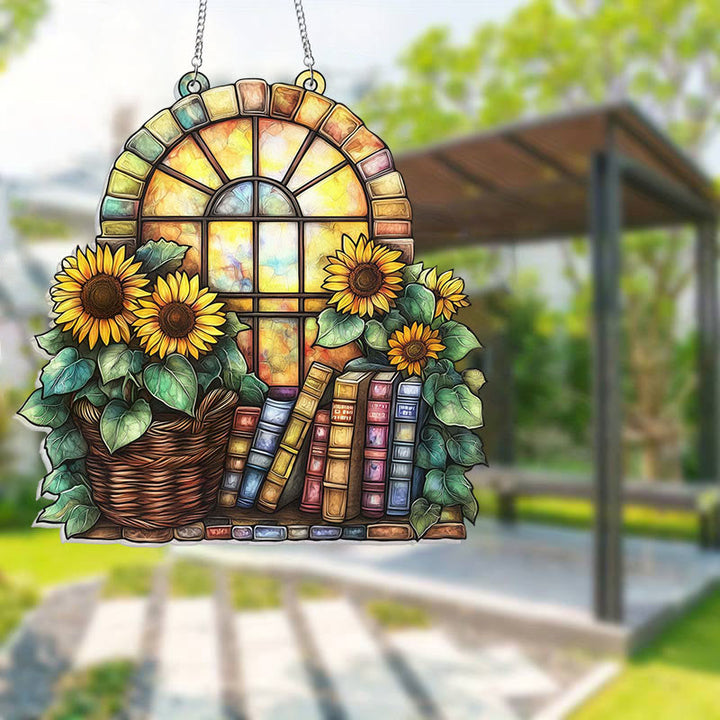 Sunflower Window Stained Acrylic Window Hangings Suncatcher Panel For Home Decor