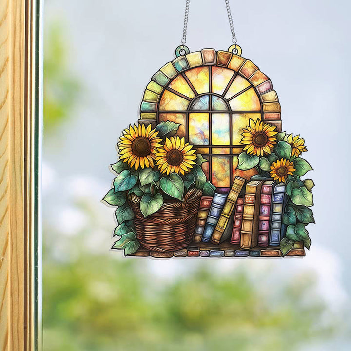 Sunflower Window Stained Acrylic Window Hangings Suncatcher Panel For Home Decor