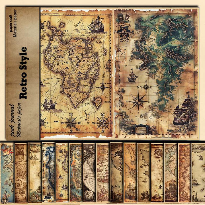 15pcs Map Of That Time Paper Set Decorative Scrapbook Journaling Backing Paper