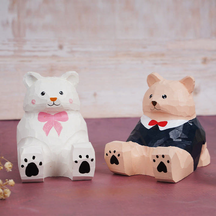 Cute Animal Carved Wooden Sculpture Cellphone Mount For Gift