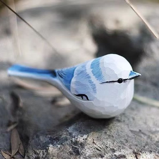 Little Titmouse Carved Wooden Sculpture Desktop Deocr For Gift
