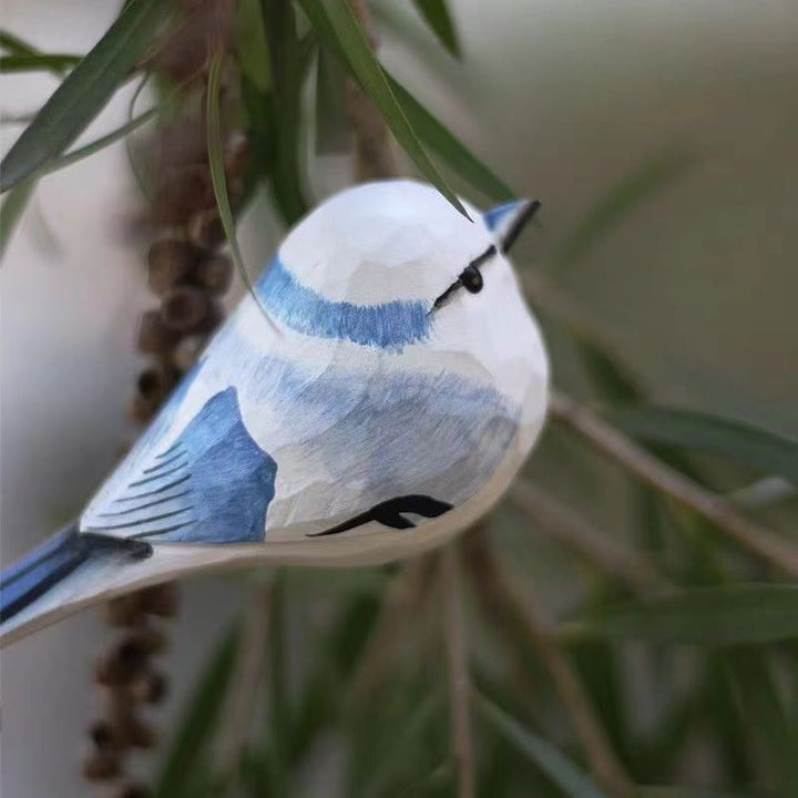 Little Titmouse Carved Wooden Sculpture Desktop Deocr For Gift