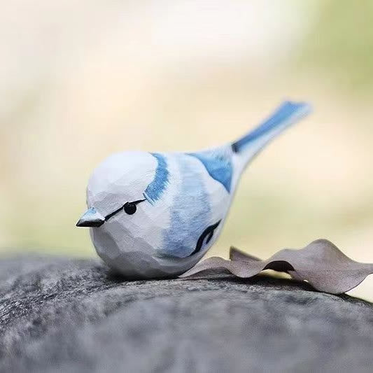 Little Titmouse Carved Wooden Sculpture Desktop Deocr For Gift