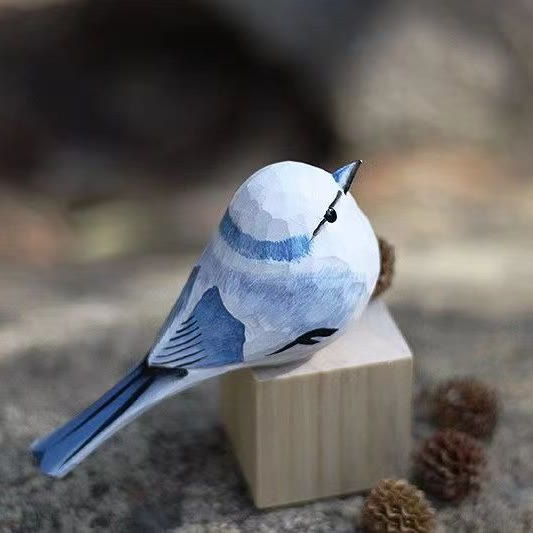 Little Titmouse Carved Wooden Sculpture Desktop Deocr For Gift