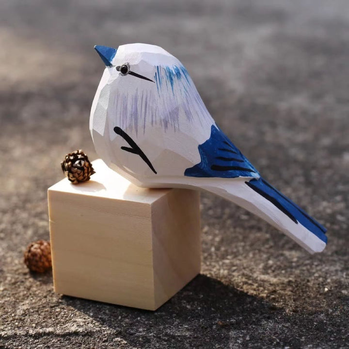Little Titmouse Carved Wooden Sculpture Desktop Deocr For Gift