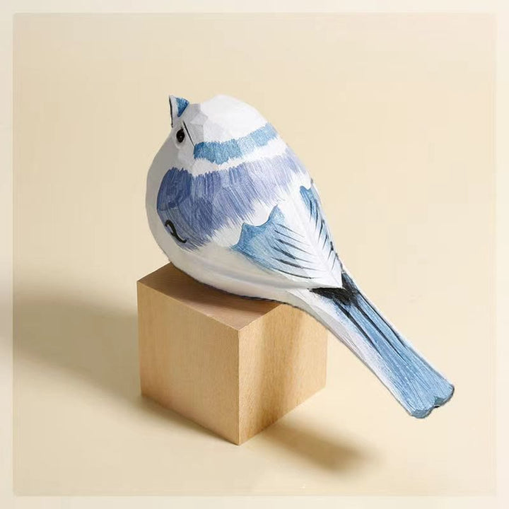 Little Titmouse Carved Wooden Sculpture Desktop Deocr For Gift