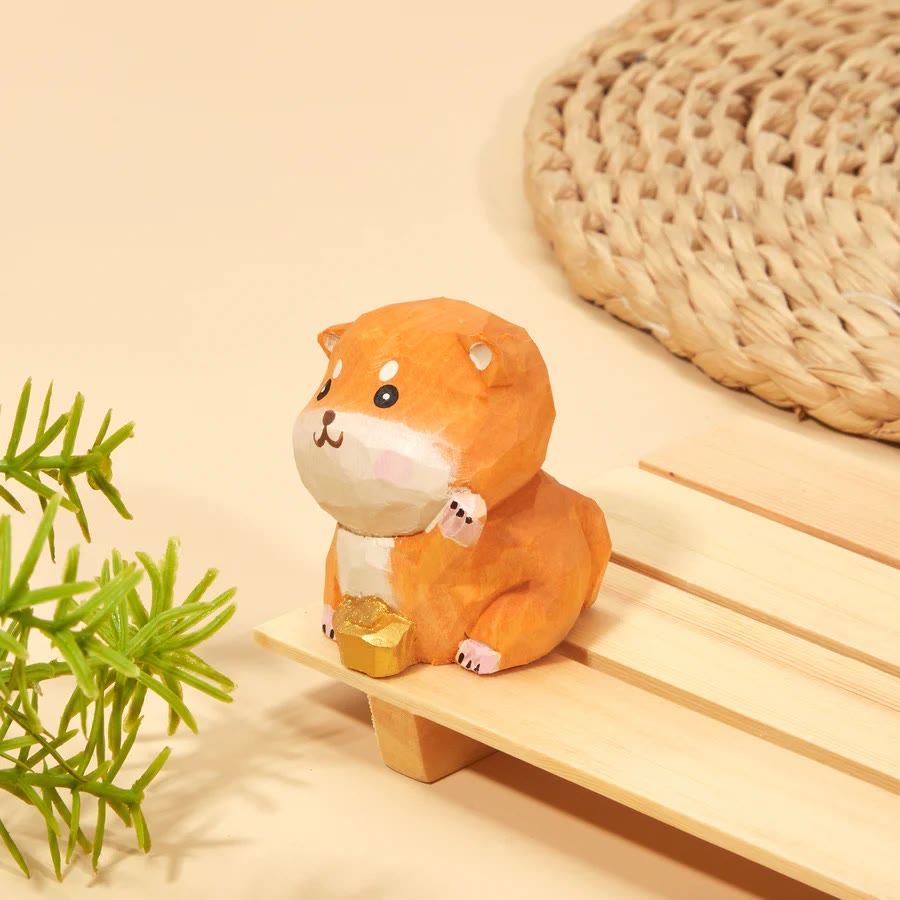 Creative Dog Carved Wooden Sculpture Desktop Deocr For Gift