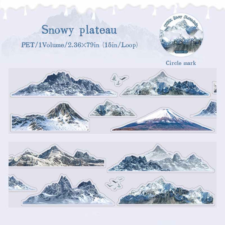 White Snow Mountain Series Scrapbook Decor Tape Loop For Journaling