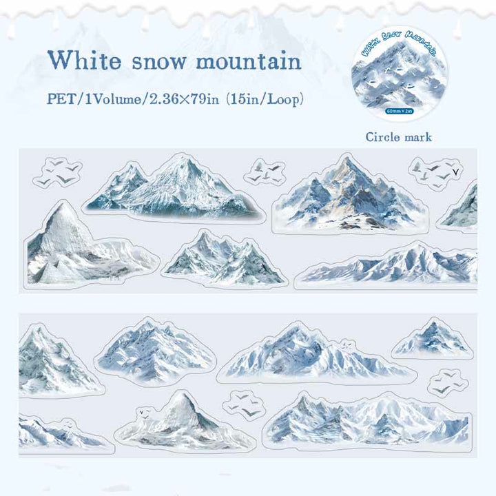 White Snow Mountain Series Scrapbook Decor Tape Loop For Journaling