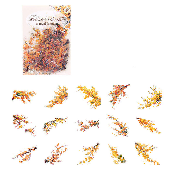 Golden Branches And Leaves Series Stickers For Decorative Scrapbook Supplies