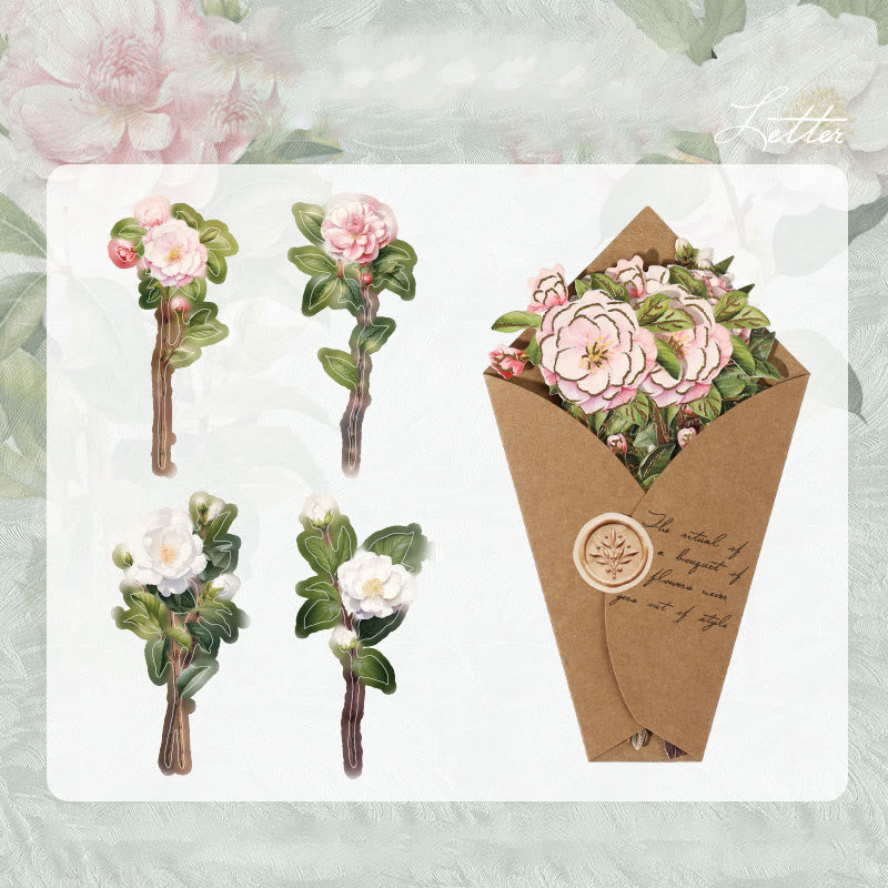 Flowers Letter Series Stickers For Decorative Scrapbook Supplies