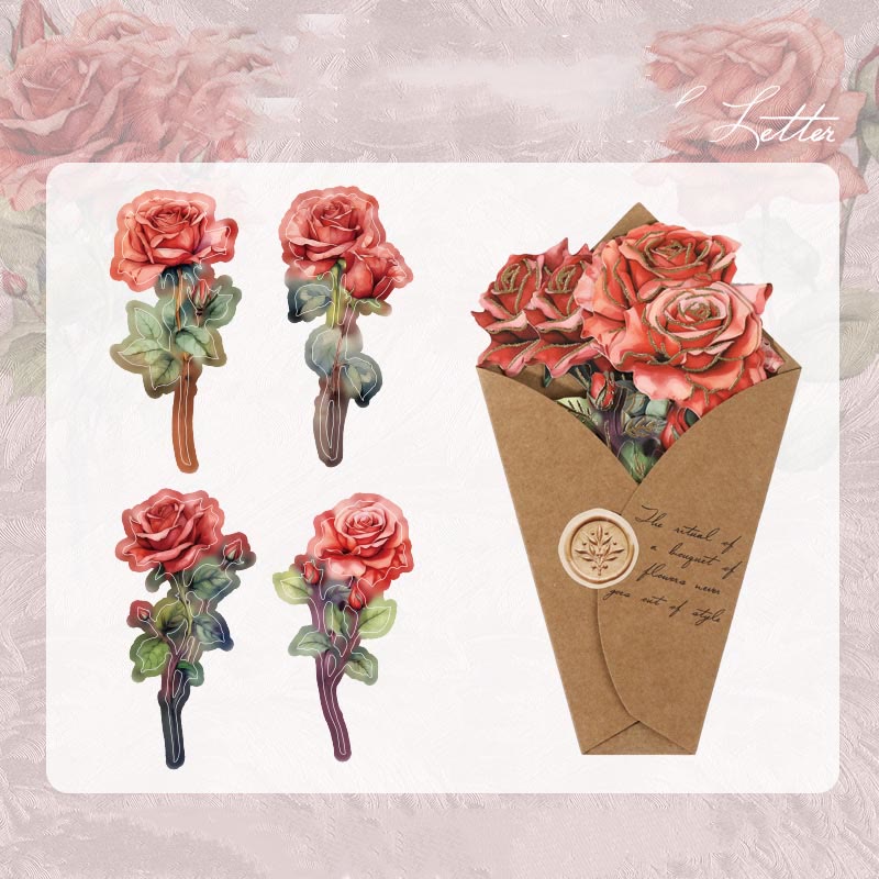 Flowers Letter Series Stickers For Decorative Scrapbook Supplies