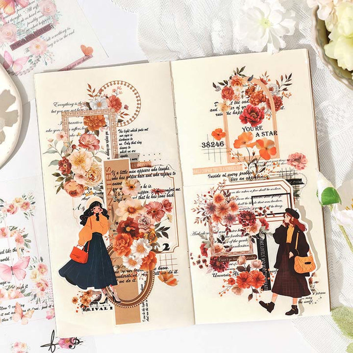 Flowers Weaving Dream Series Sticker Book For Decorative Scrapbook Supplies