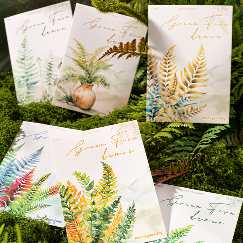 Green Fern Dance Series Stickers For Decorative Scrapbook Supplies