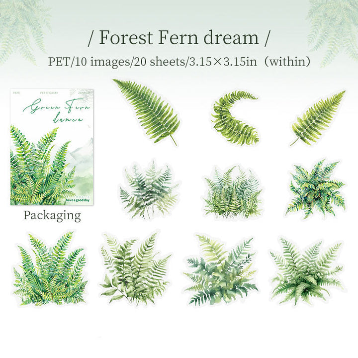 Green Fern Dance Series Stickers For Decorative Scrapbook Supplies