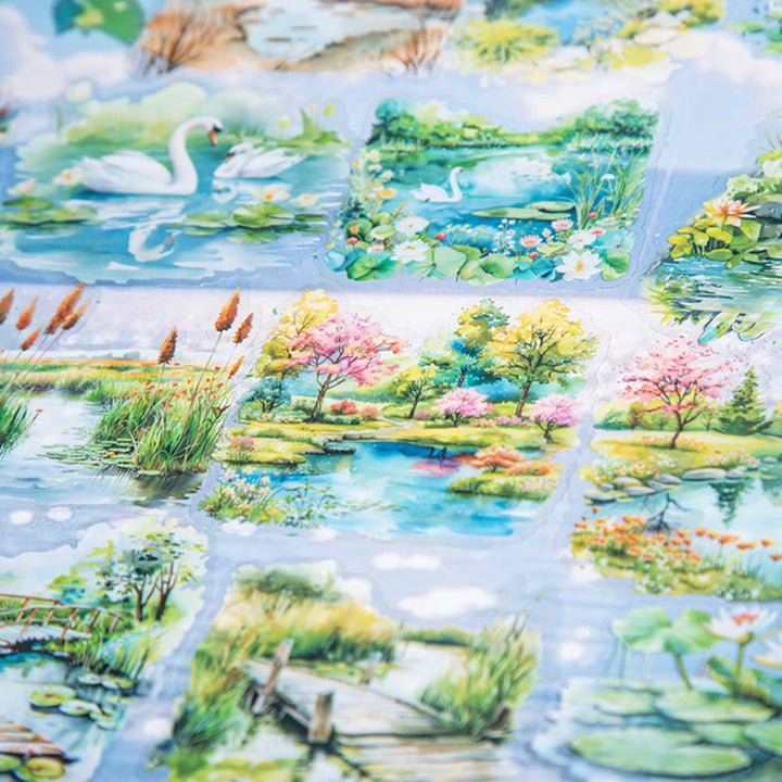 Small Pond Side Seriess Stickers For Decorative Scrapbook Supplies