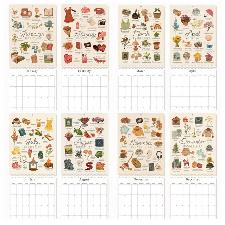 2025 Bucket List Lunar Calendar 12 Months Calendars New Year Gift