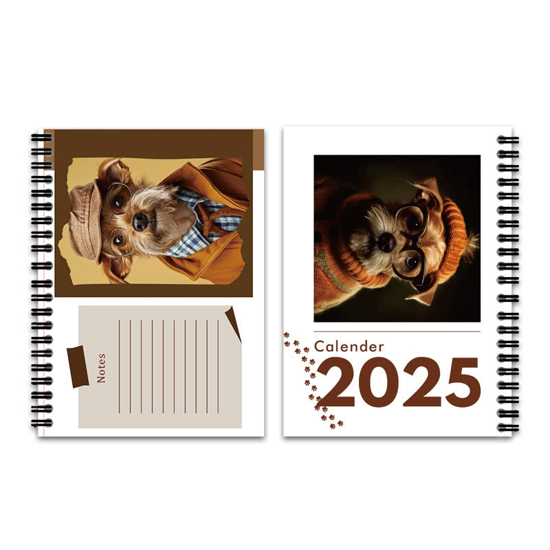 2025 A Dog With Glasses Lunar Calendar 12 Months Calendars New Year Gift