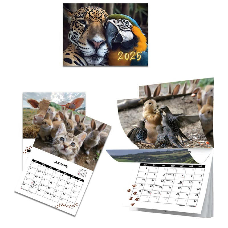 2025 Animal Friend Lunar Calendar 12 Months Calendars Office Desktop Decoration