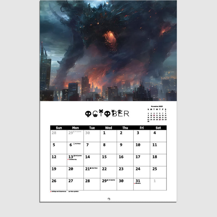 2025 Creature Entities Lunar Calendar 12 Months Calendars Office Desktop Decoration