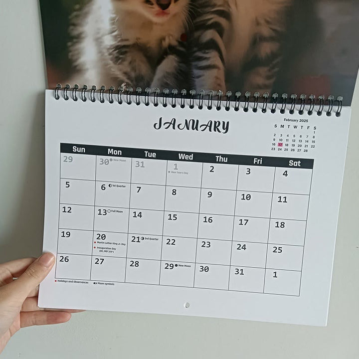 2025 Cute Cat Lunar Calendar 12 Months Calendars Office Desktop Decoration