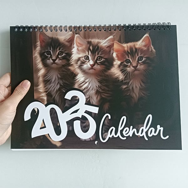 2025 Cute Cat Lunar Calendar 12 Months Calendars Office Desktop Decoration