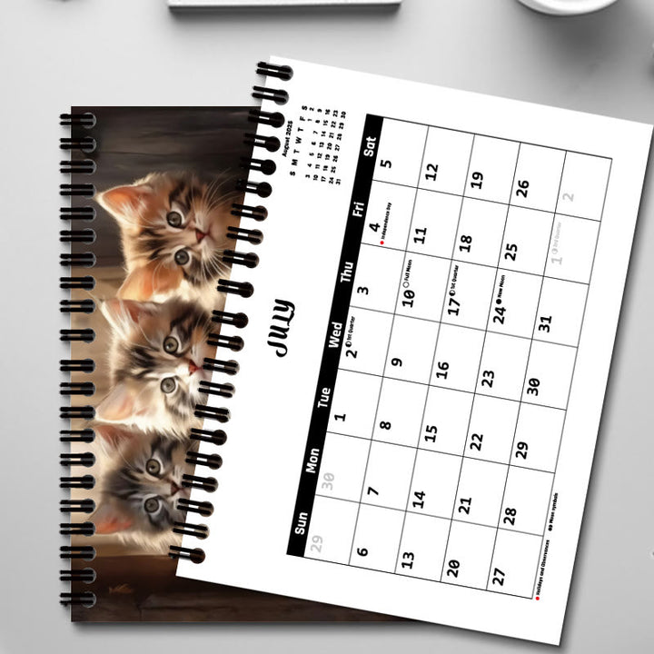 2025 Cute Cat Lunar Calendar 12 Months Calendars Office Desktop Decoration