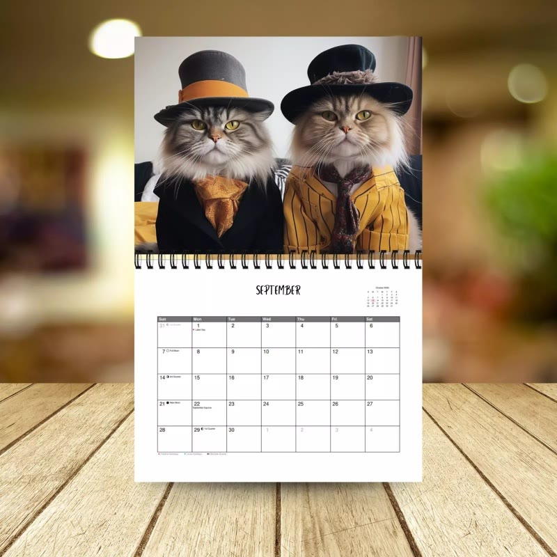 2025 Fashion Cat Lunar Calendar 12 Months Calendars Office Desktop Decoration