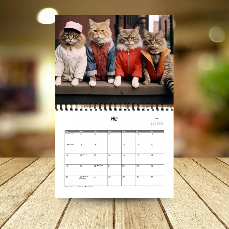 2025 Fashion Cat Lunar Calendar 12 Months Calendars Office Desktop Decoration