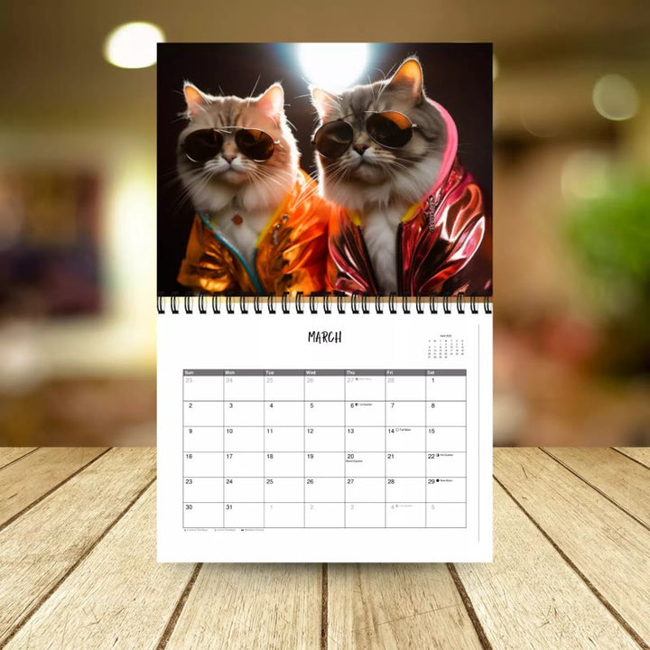 2025 Fashion Cat Lunar Calendar 12 Months Calendars Office Desktop Decoration