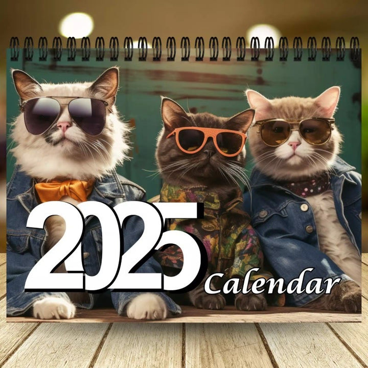 2025 Fashion Cat Lunar Calendar 12 Months Calendars Office Desktop Decoration