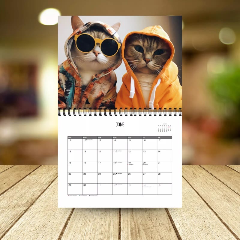 2025 Fashion Cat Lunar Calendar 12 Months Calendars Office Desktop Decoration