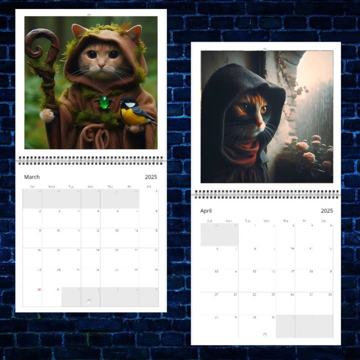 2025 Medieval Quest Cats Lunar Calendar 12 Months Calendars Office Desktop Decoration