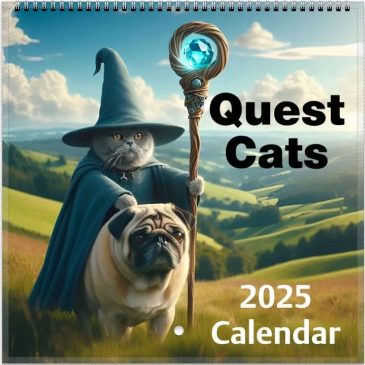 2025 Medieval Quest Cats Lunar Calendar 12 Months Calendars Office Desktop Decoration