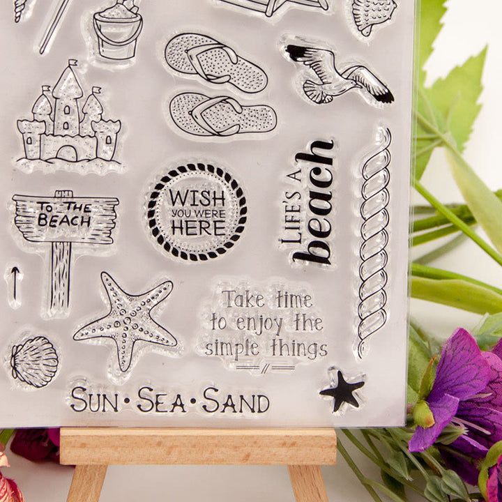 Sun Sea And Sand Stamps Beach Vacation Silicone Seal Rubber Stamps