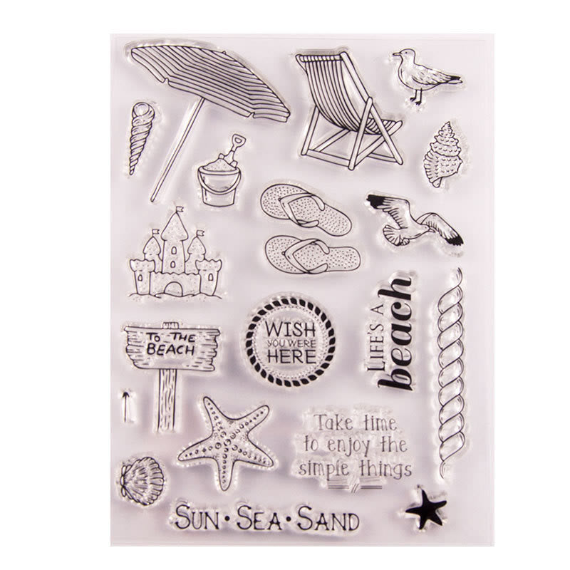 Sun Sea And Sand Stamps Beach Vacation Silicone Seal Rubber Stamps