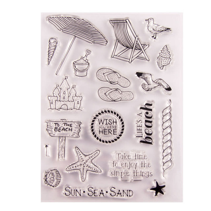 Sun Sea And Sand Stamps Beach Vacation Silicone Seal Rubber Stamps