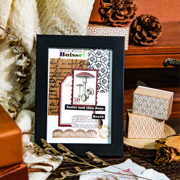 Vintage Patter Wooden Rubber Stamps Floral Grains Set For Craft