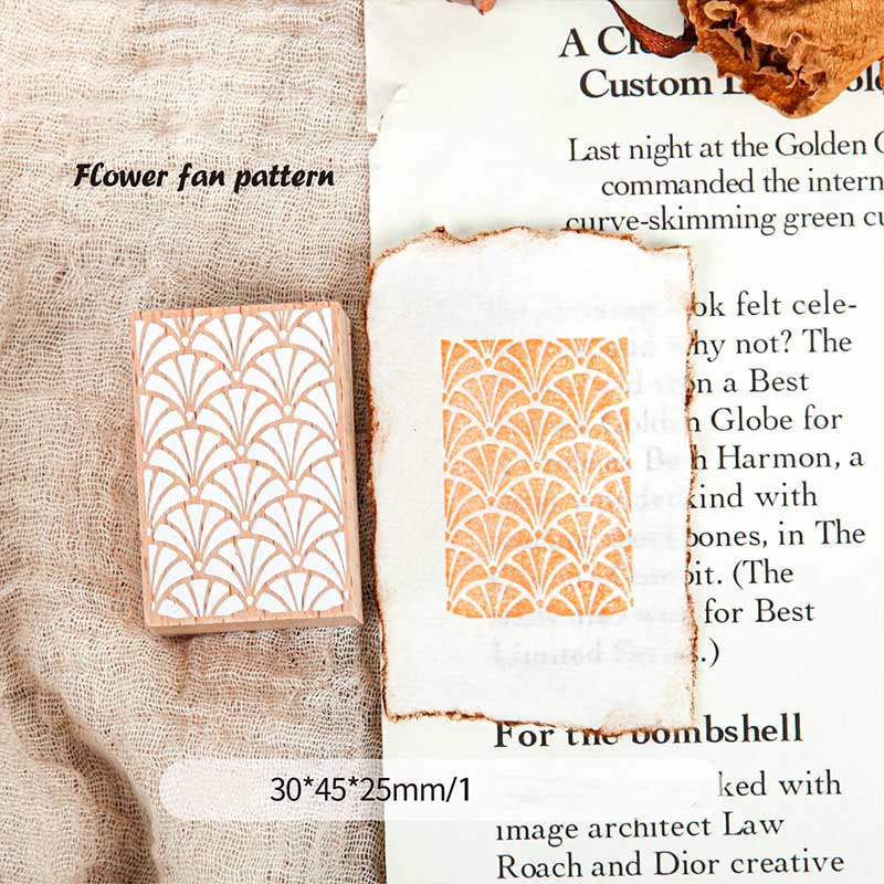 Vintage Patter Wooden Rubber Stamps Floral Grains Set For Craft