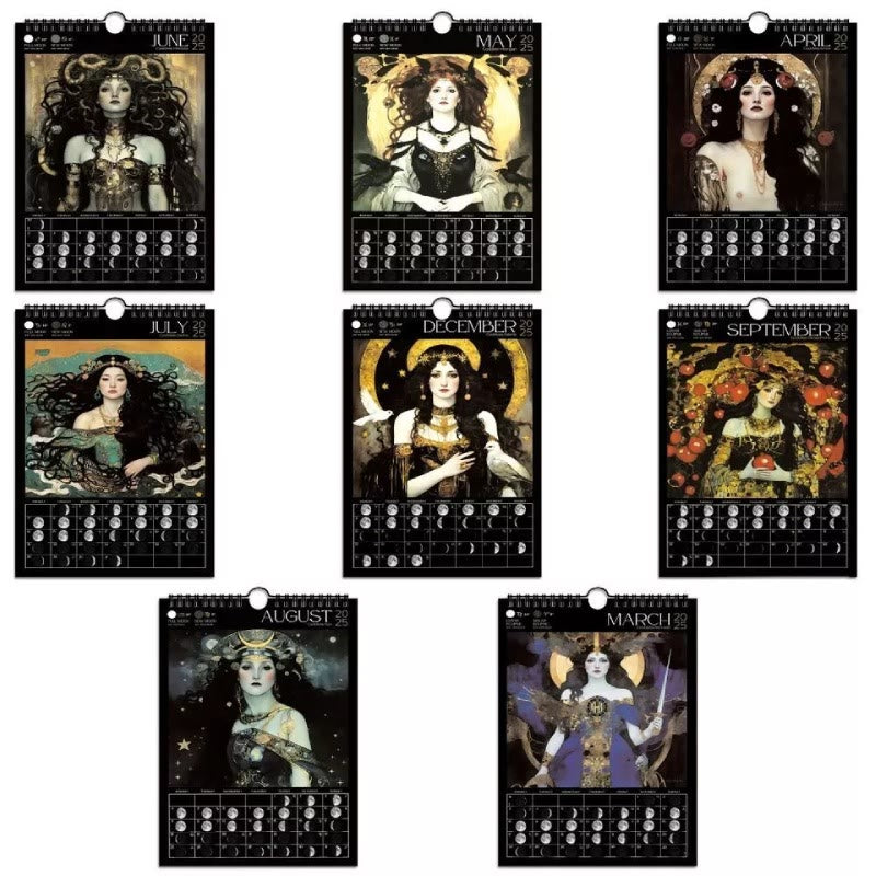 2025 Dark Goddess Lunar Calendar 12 Months Calendars New Year Gift