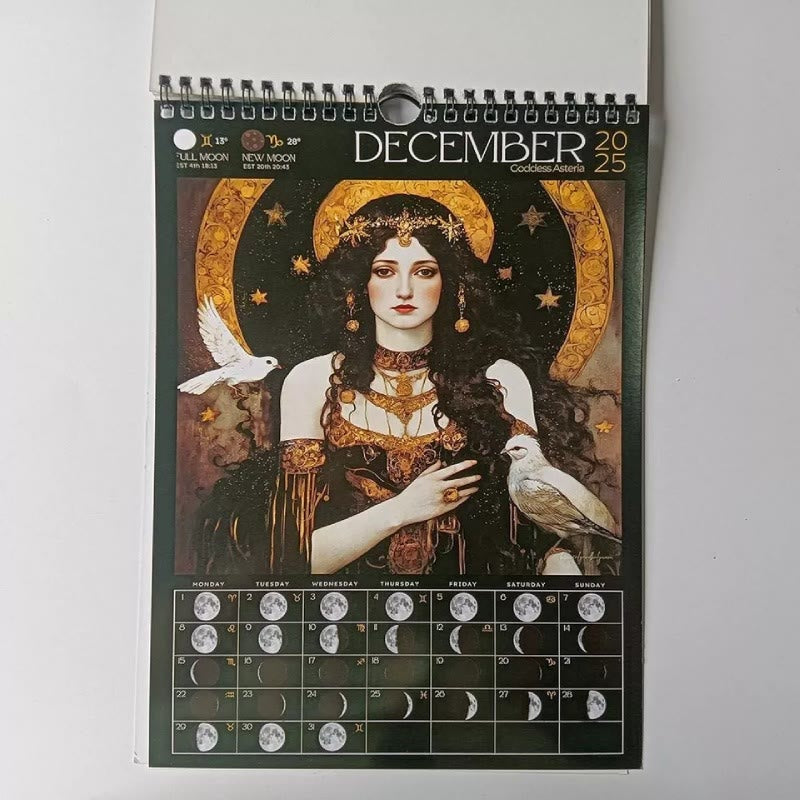 2025 Dark Goddess Lunar Calendar 12 Months Calendars New Year Gift